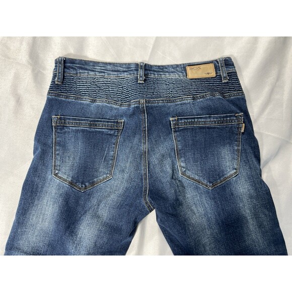 ETZO Men's Biker Moto Slim Skinny Ripped Distressed Denim Jeans 34x32 7520 - Picture 13 of 15